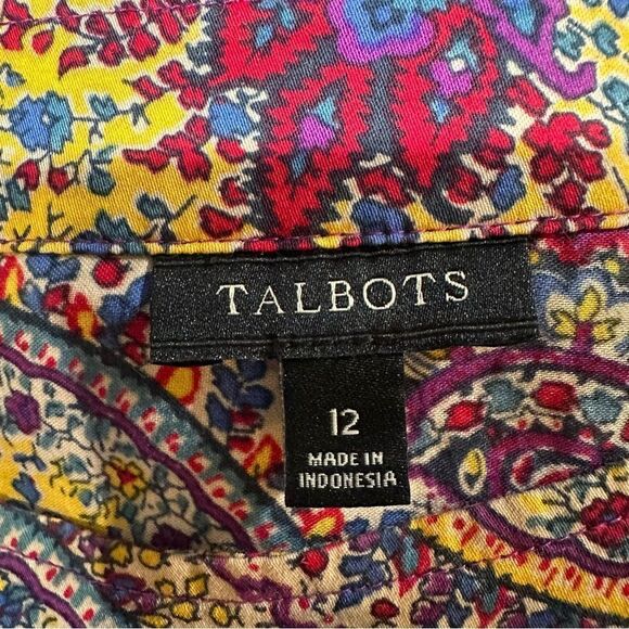 Talbots Colorful Boho Floral Blouse Size 12 - Picture 12 of 12
